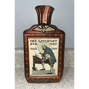 Jim Beam Bicentennial Bourbon Decanter Ben Franklin Saturday Evening Post EMPTY